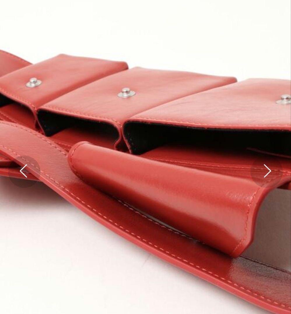 レザーウエストポーチ レッド