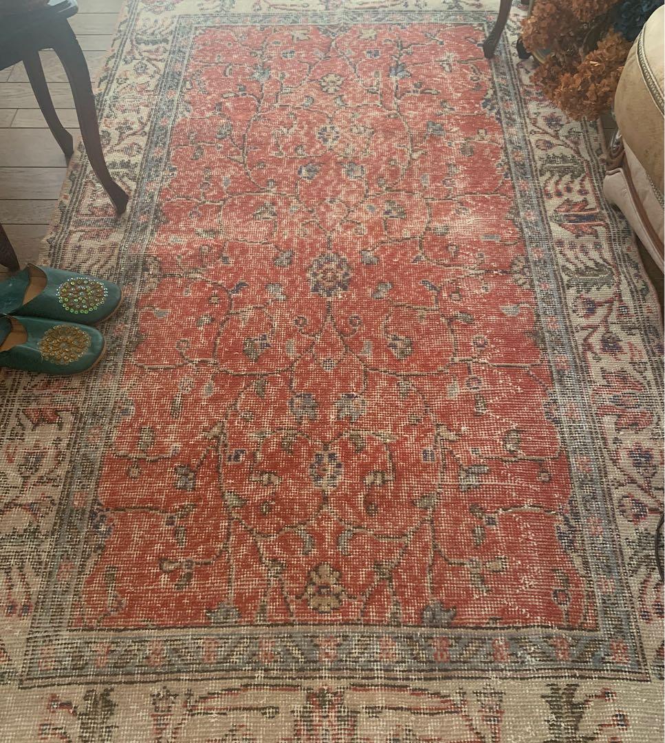 Mao　トルコラグ　シャビーレッド 194×112 トルコヴィンテージラグ