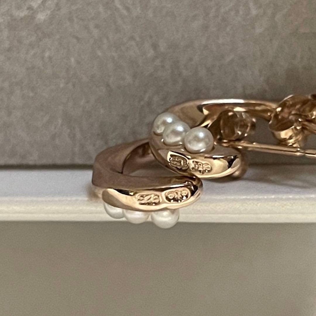 ete パール ツイスト フープ ピアス