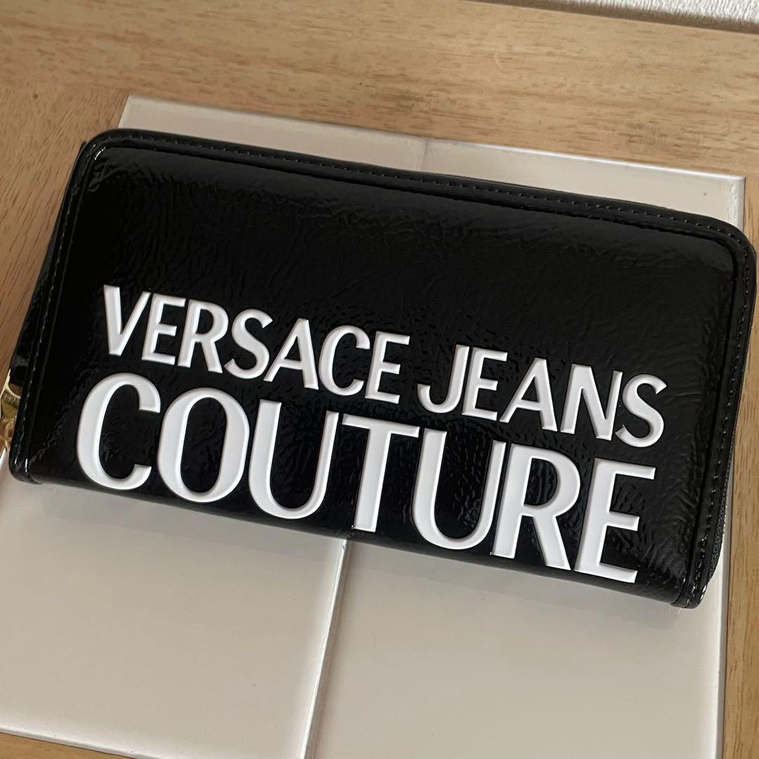 【たぬきです】　ヴェルサーチェジーンズクチュール ブラック 長財布