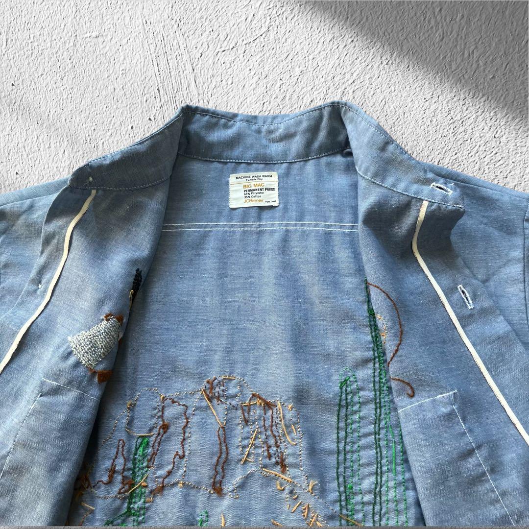 【極美品】70s BIG MAC 刺繍 シャンブレーシャツ バック刺繍 L相当