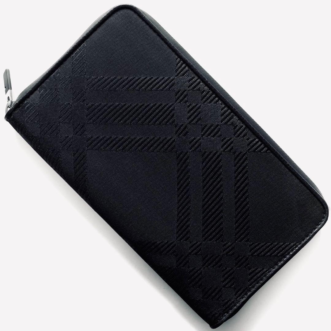 極美品☆BURBERRY バーバリー チェックジャカード 長財布 オーガナイザー