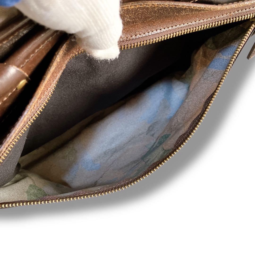 フェリージ イタリア製 A4収納可 カモフラ柄 ブリーフケース ブラウン