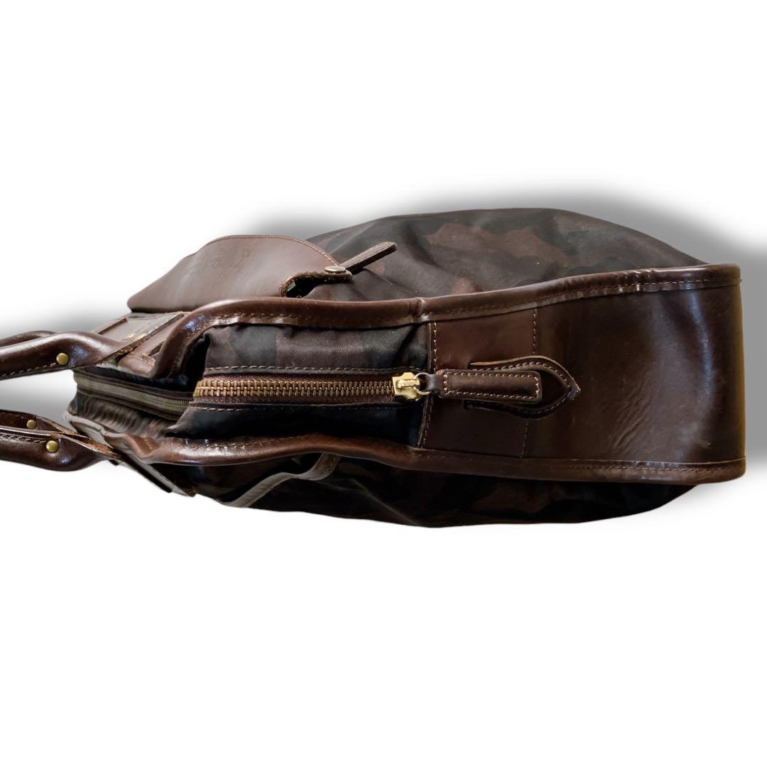 フェリージ イタリア製 A4収納可 カモフラ柄 ブリーフケース ブラウン