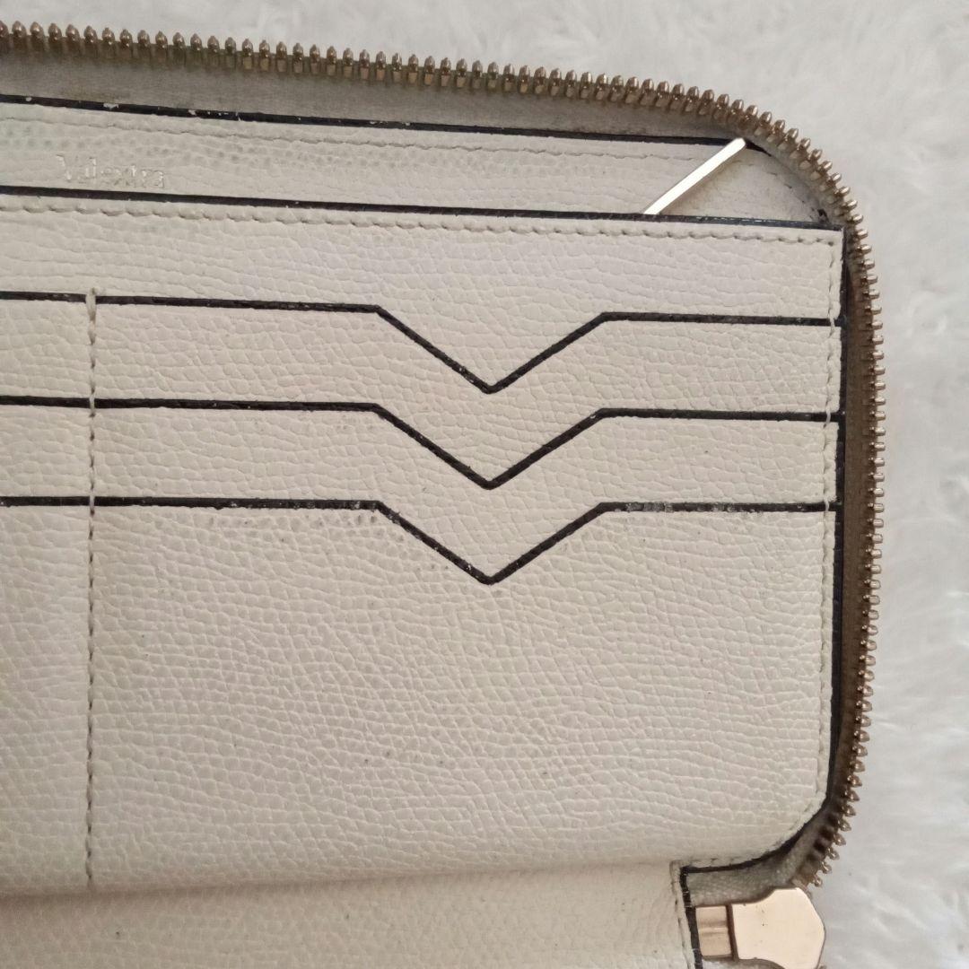 Valextra ヴァレクストラ ラウンドジップ 長財布アイボリー ベージュ 白
