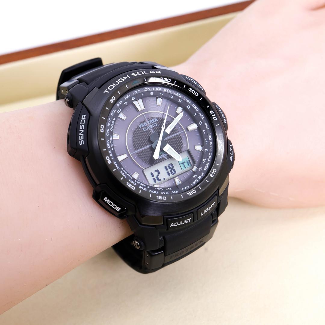 稼働 CASIO PROTRK 腕時計 電波ソーラー アナデジ 外箱 2899