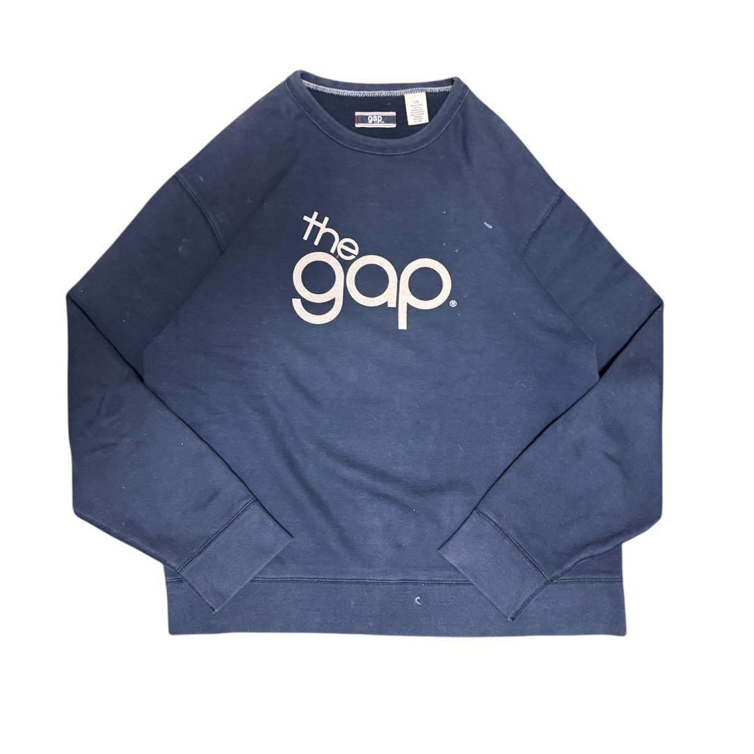 00s OLD GAP 小松菜奈着用スウェット トレーナーネイビー デカロゴ