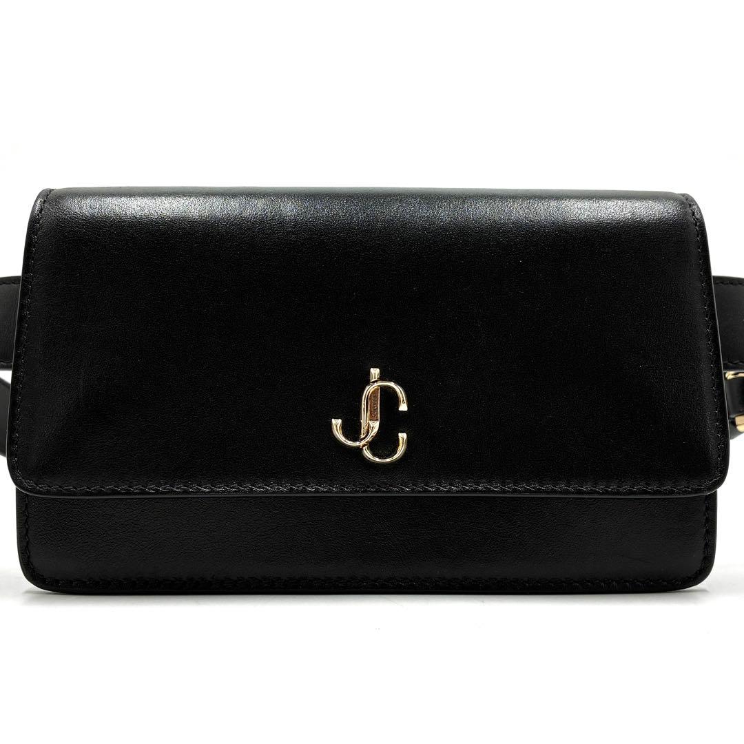 【極美品】ジミーチュウ デカロゴ ボディバッグ ウエストバッグ 正規品 ブラック