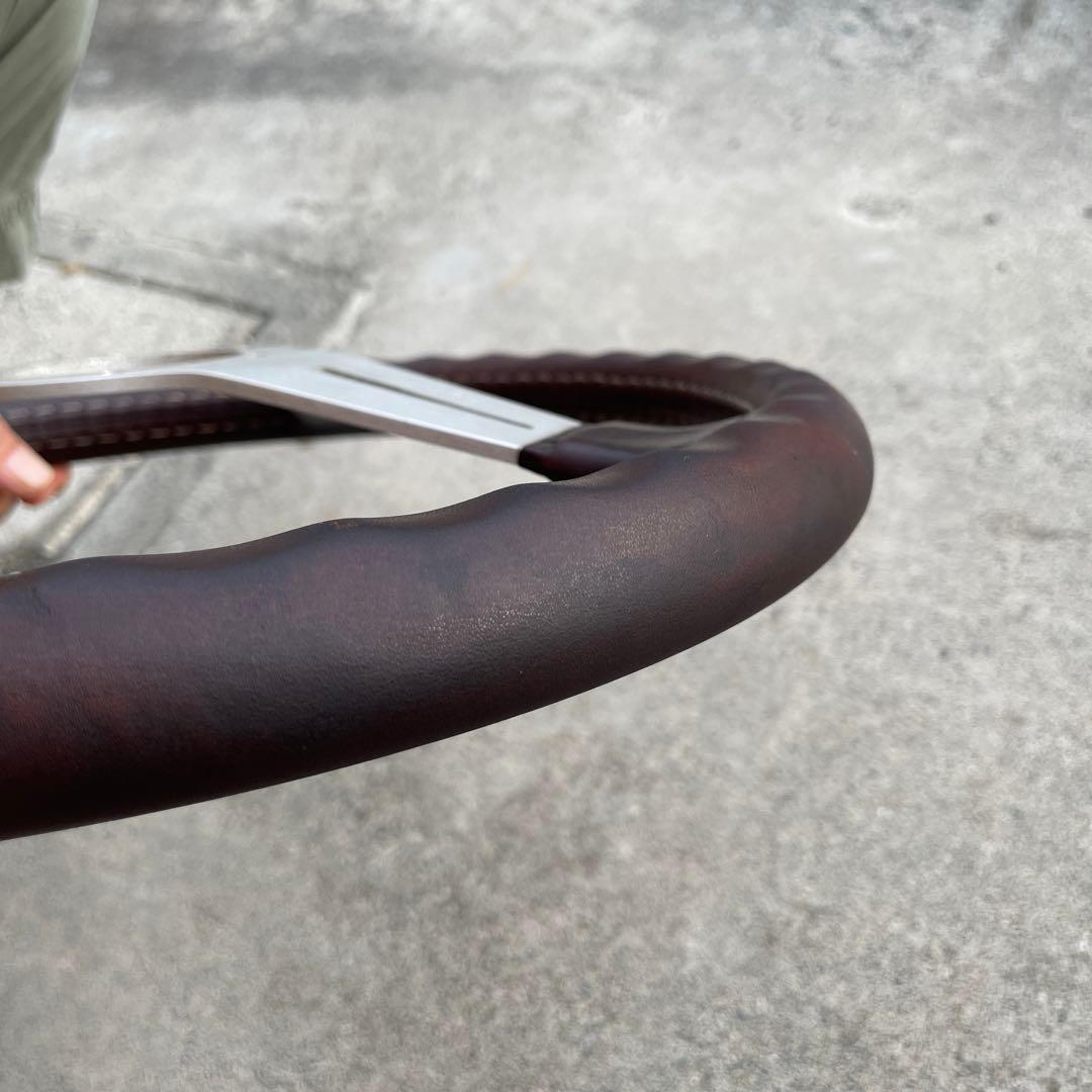 超希少！！ブラウンレザー　ナルディステアリング360mm ホーンボタンリング付き