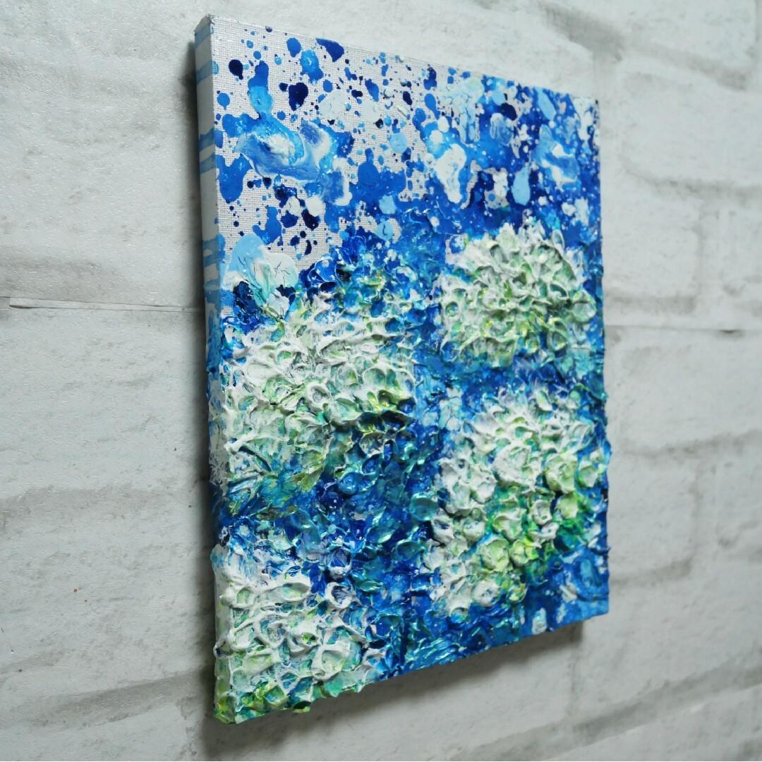 絵画【梅雨の水たまり白い紫陽花】