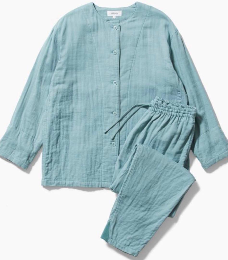 liflance リフランス 3重ガーゼパジャマ セージブルー レディースL