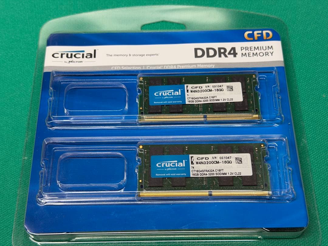 crucial DDR4 16GB×2 メモリ PC4-25600 ノート用