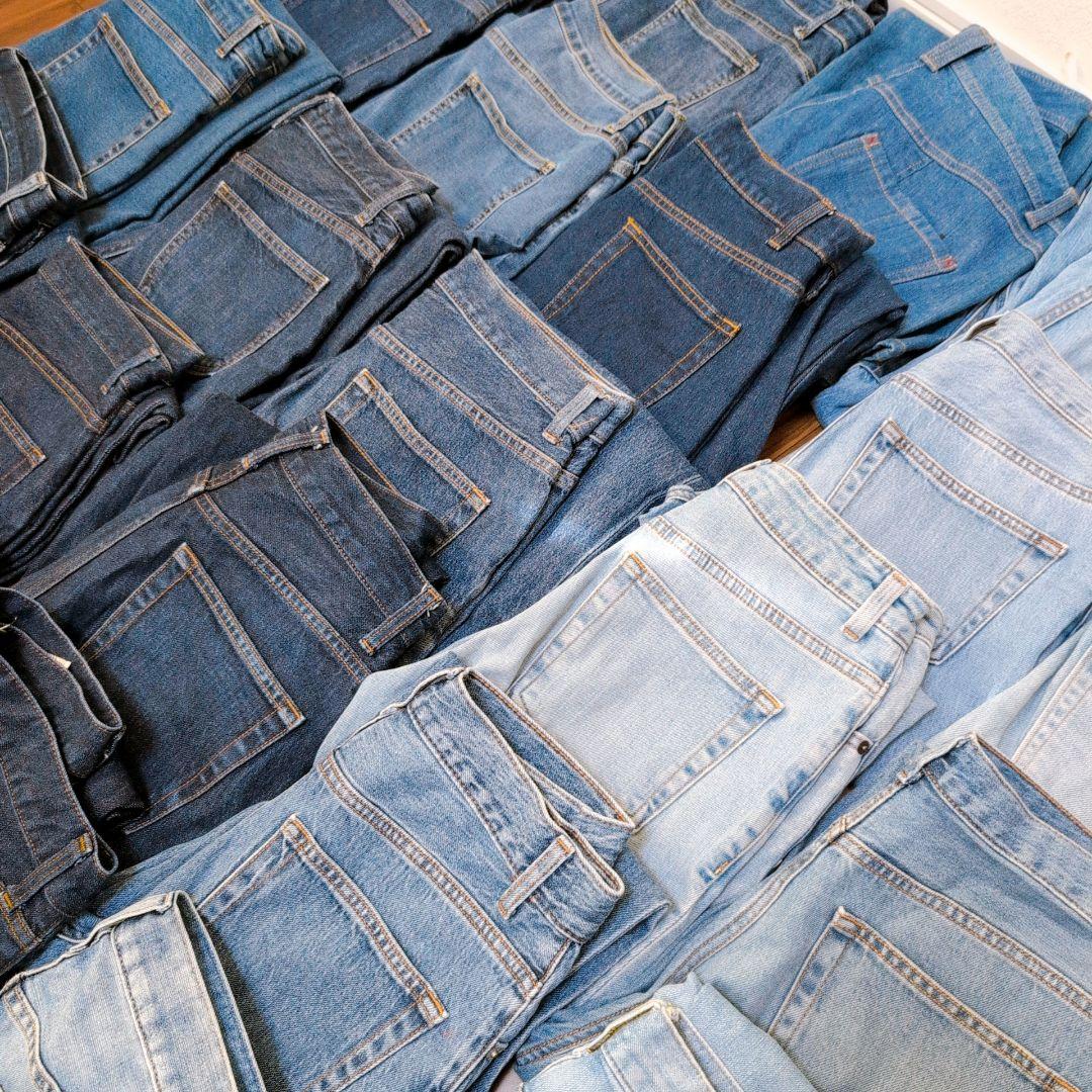 薄い色 濃い色デニムパンツ まとめ売り40本 リメイク リペア ハンドメイド