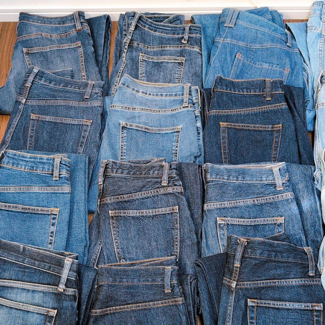 薄い色 濃い色デニムパンツ まとめ売り40本 リメイク リペア ハンドメイド