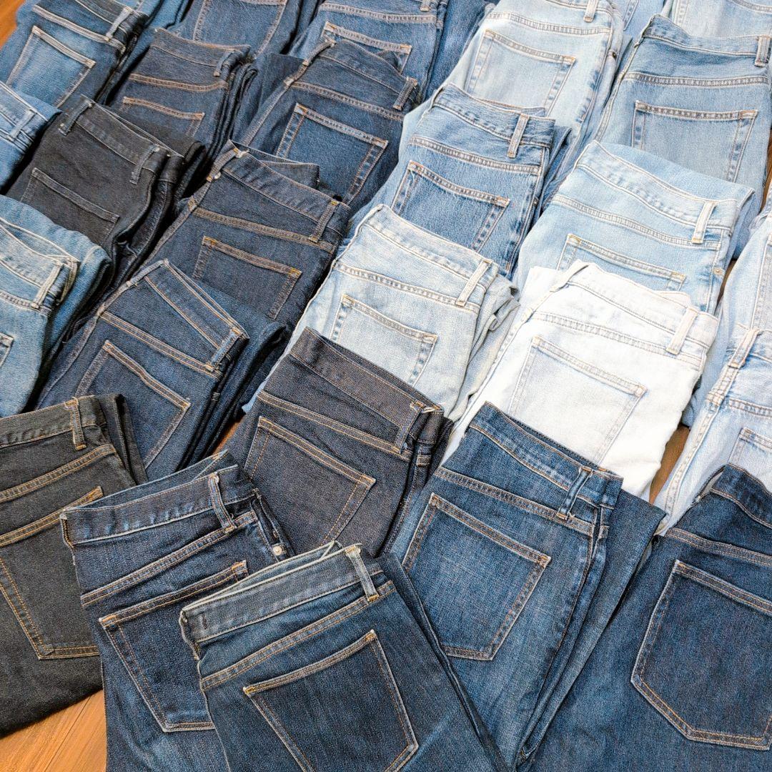 薄い色 濃い色デニムパンツ まとめ売り40本 リメイク リペア ハンドメイド