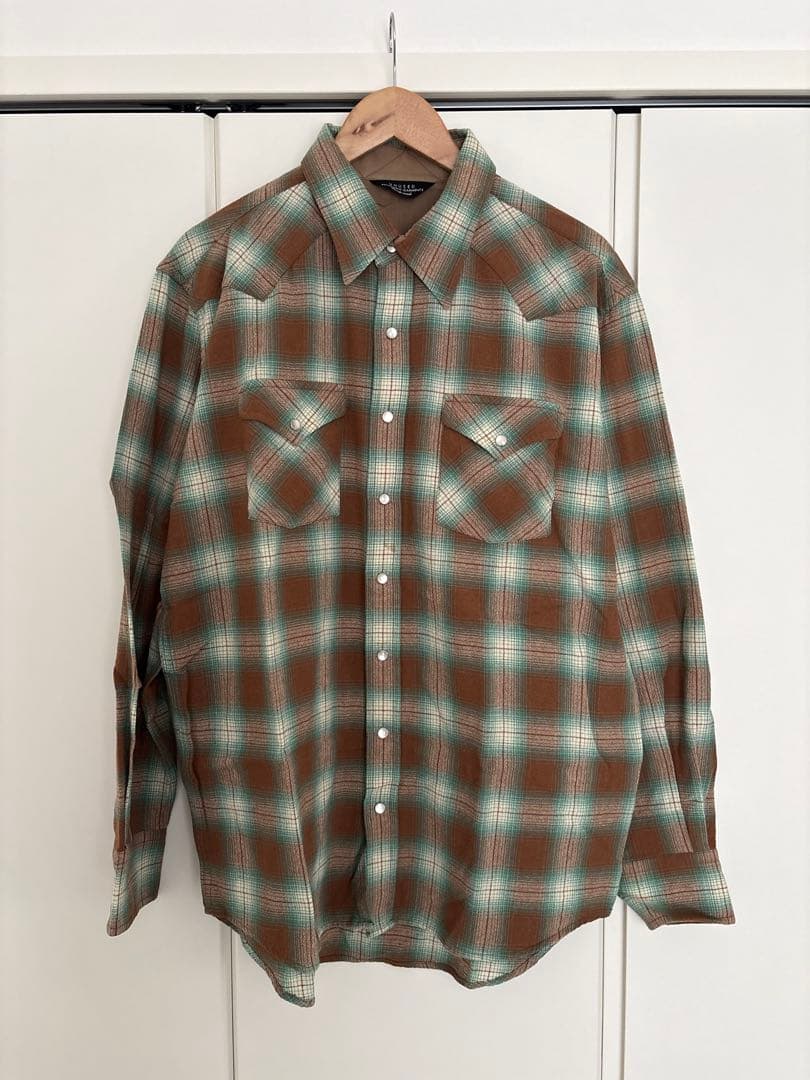 トップス UNUSED 20AW ombre check western shirt