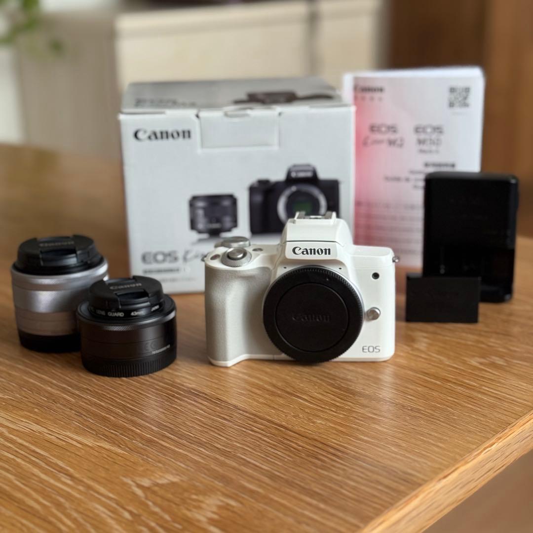 山*田様 《最終値下げ》 Canon EOS kiss M2 ホワイト レンズ2
