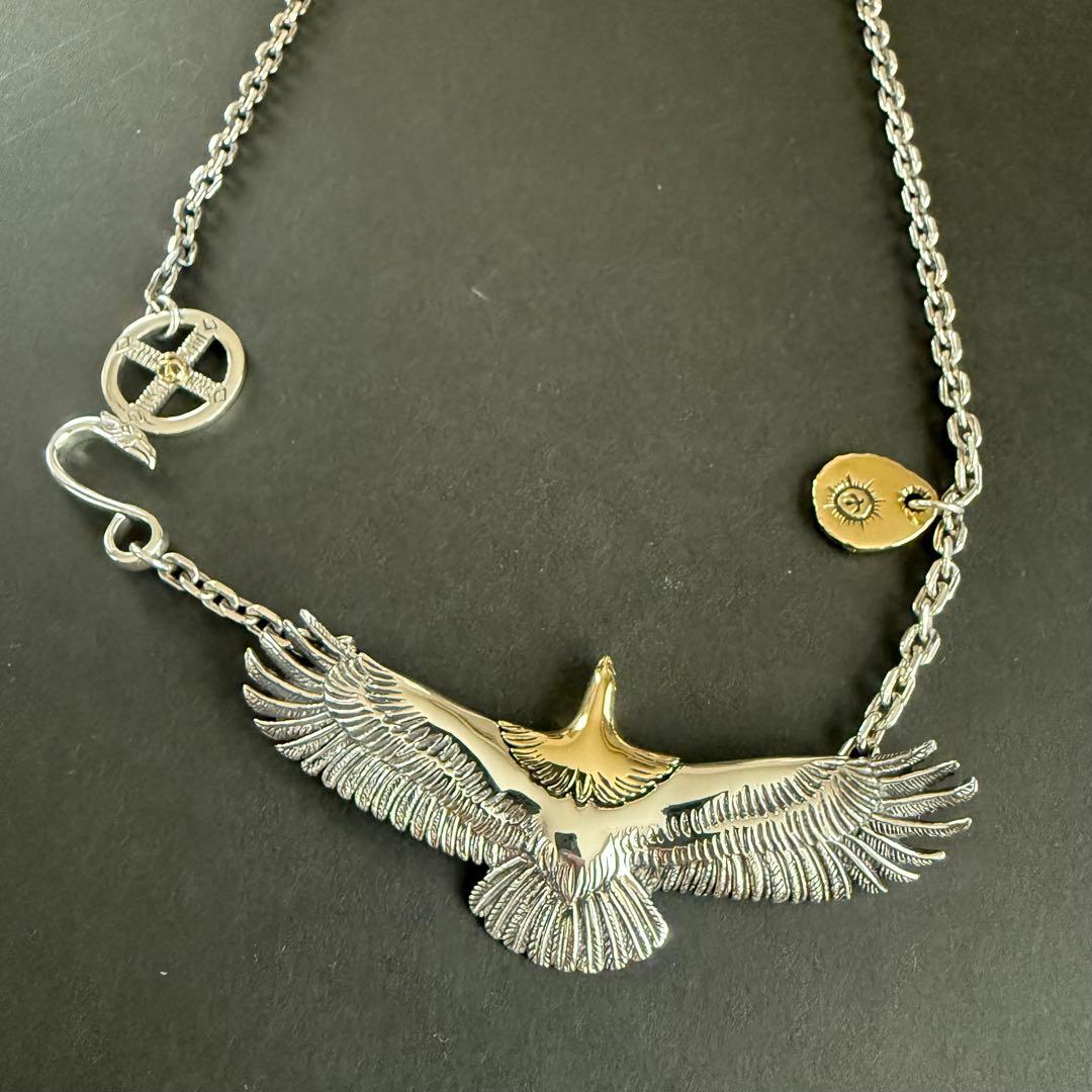 Silver925 シルバー 925 頭金 ネックレス イーグル 金メタル