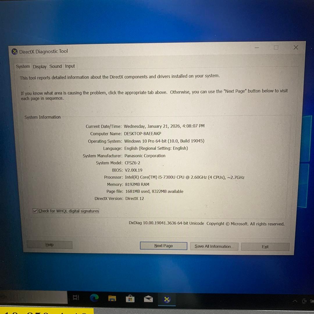 Panasonic CF-SZ6 ノートPC Windows 10