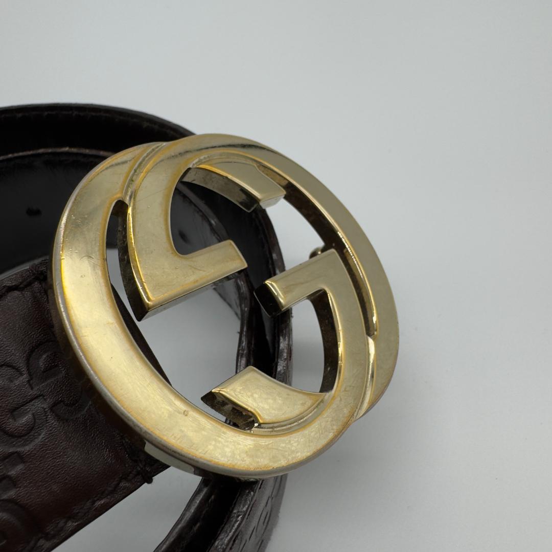 Gucci グッチ　インターロッキング　 グッチシマ　ブラウンレザーベルト