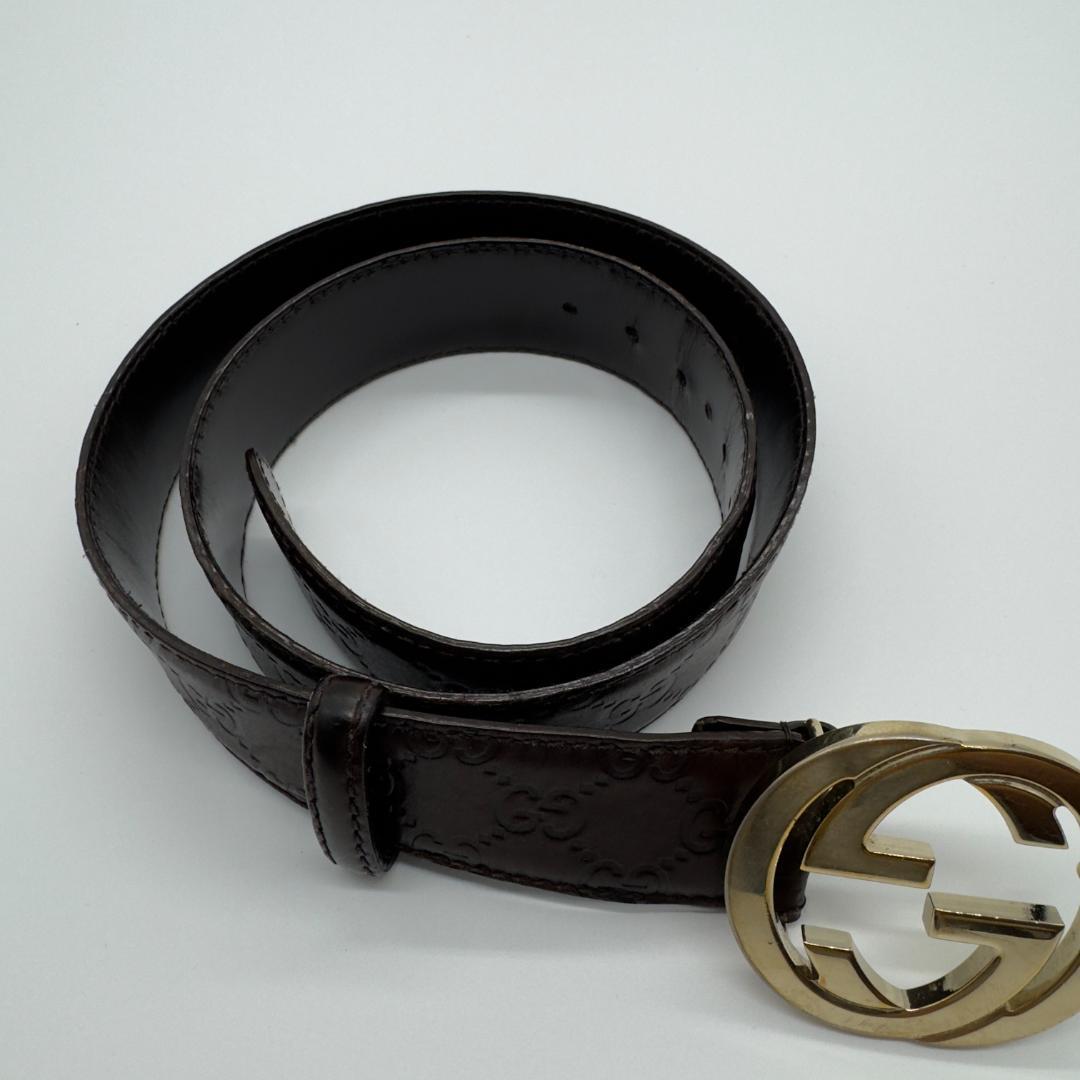 Gucci グッチ　インターロッキング　 グッチシマ　ブラウンレザーベルト