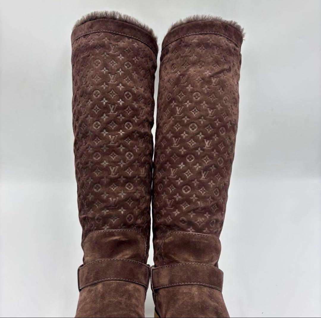 ルイヴィトン モノグラム スエード ムートンブーツ 36 ブラウン