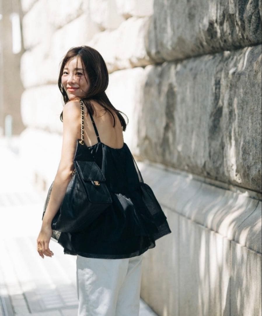 【試着のみ】pois ポワ　メローキャミ　ブラック