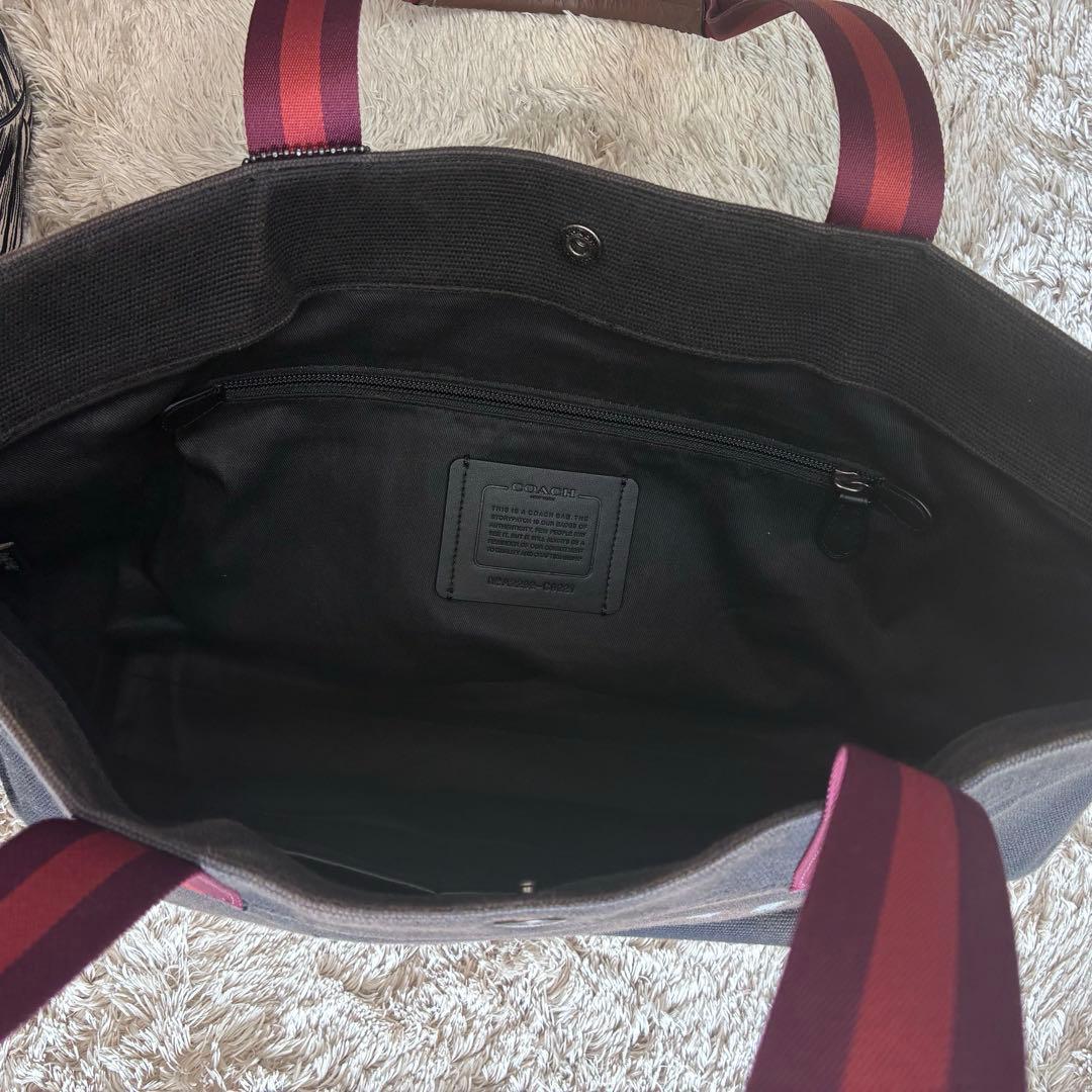 人気色　COACH トートバッグ アクア キャンバス カラーブロック