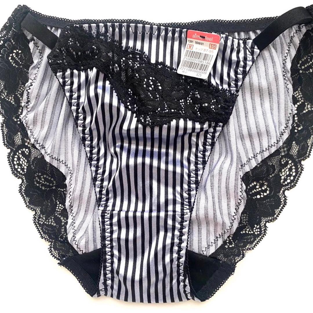 エメフィール　ブラ　ショーツ　aimerfeel サテンストライプ柄