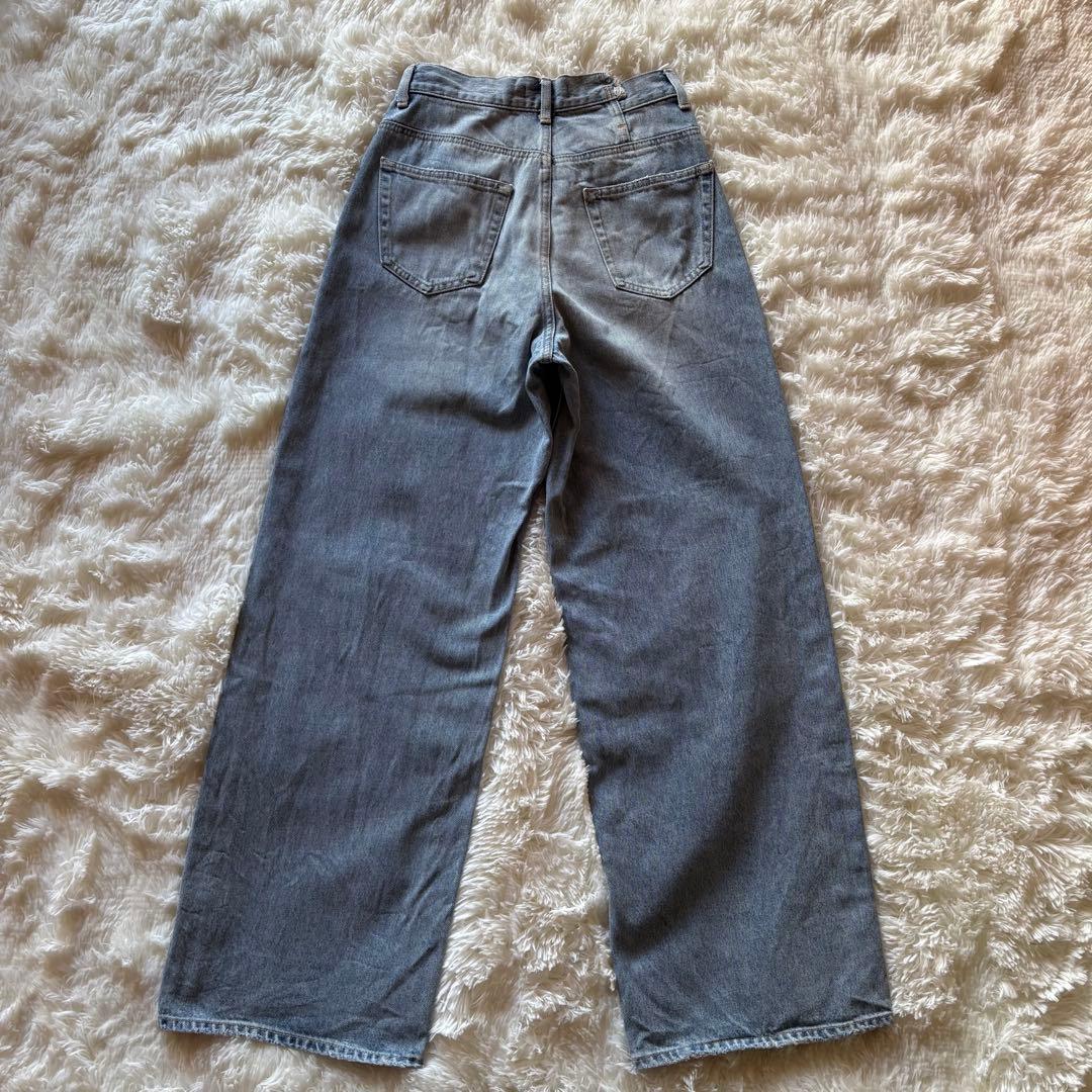 moussy クロスウエストワイドストレートデニム L