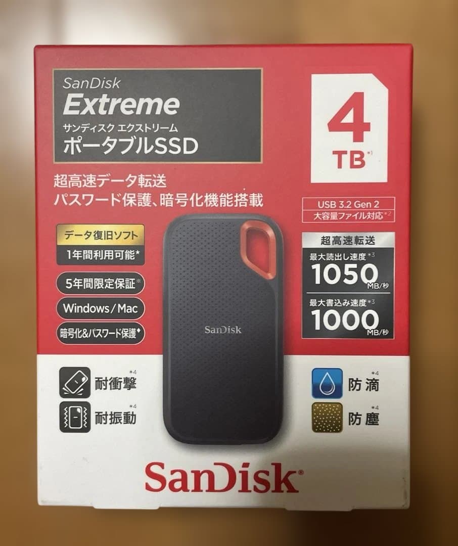 【新品】サンディスク 外付けSSD 4TB SDSSDE61-4T00-J25
