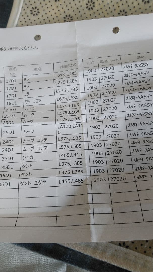 竜司　ダイハツ純正　オルタネーター