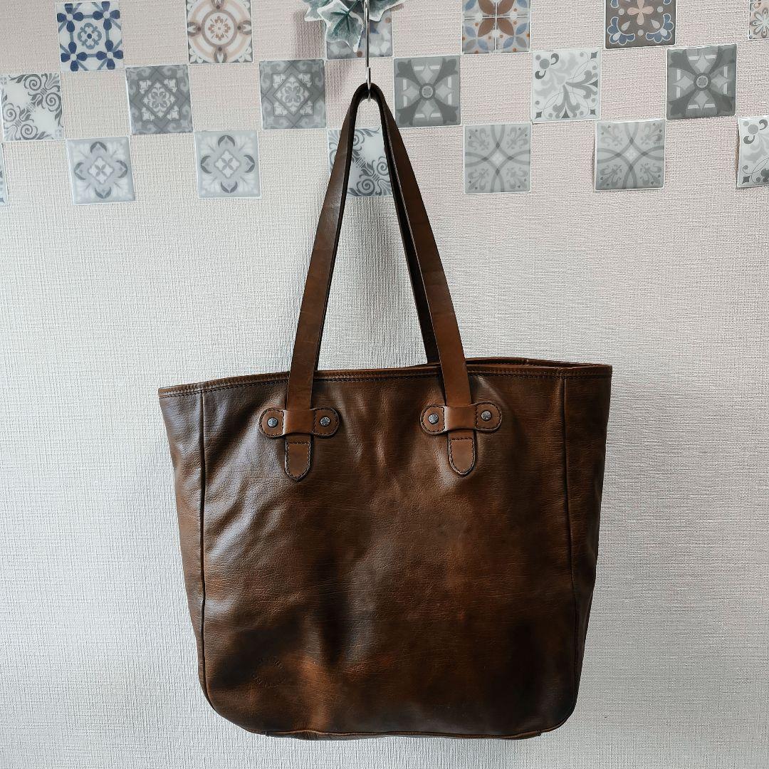 BUTTRO✨ブッテロ メンズ トートバッグオール レザーダークブラウン