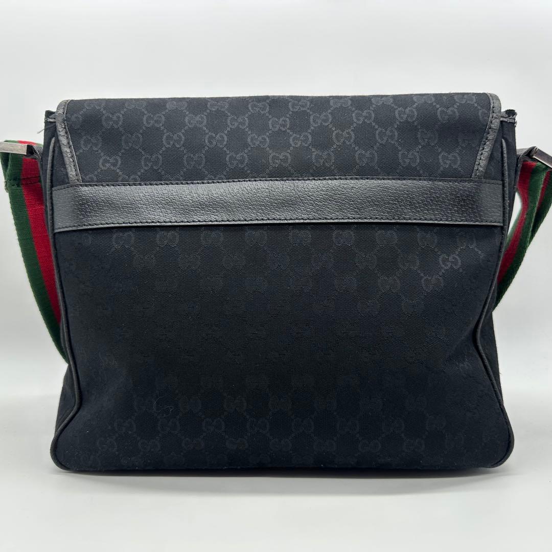 【美品】GUCCI ショルダーバッグ シェリーライン GG キャンバス 黒