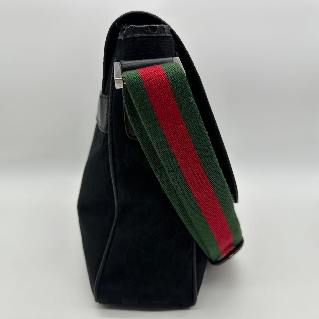 【美品】GUCCI ショルダーバッグ シェリーライン GG キャンバス 黒