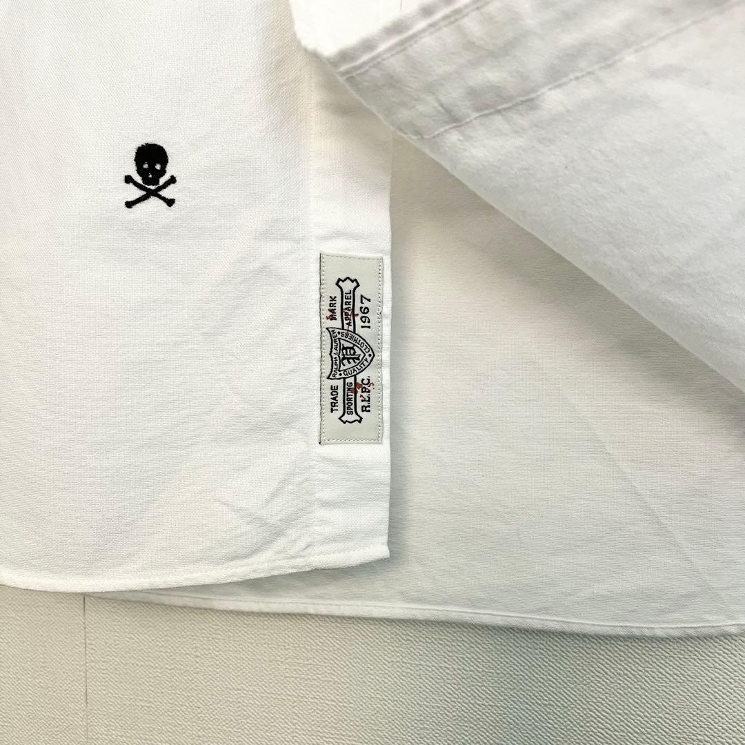 【超レア★未使用に近い】ラルフローレンスカル刺繍ボタンダウンシャツ★ホワイト白L