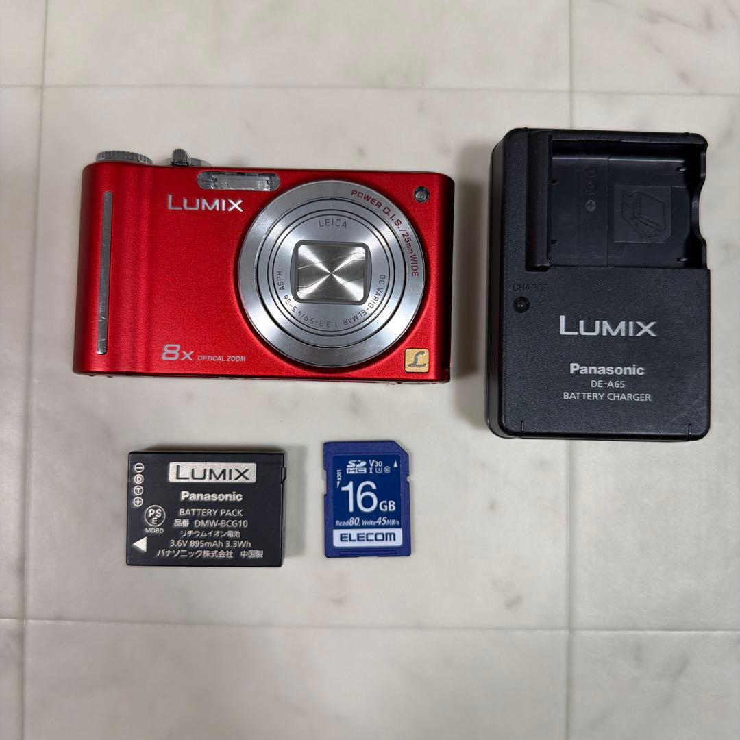 デジタルカメラ　Panasonic DMC-TZ1 レッド　メモリーカード付き