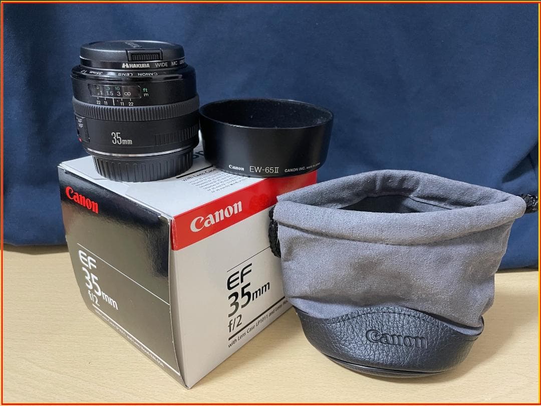 ◆【EF 35mm F2】キヤノン単焦点 元箱、ケース【おまけ：レンズガード付】
