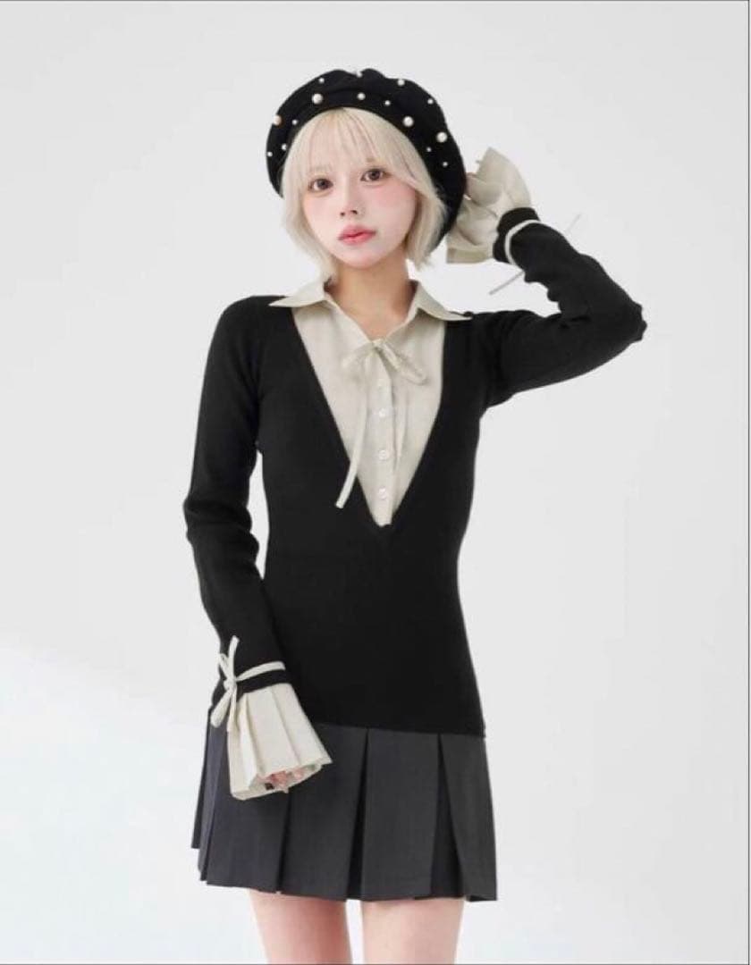 Darich シャツドッキングプリーツミニワンピース