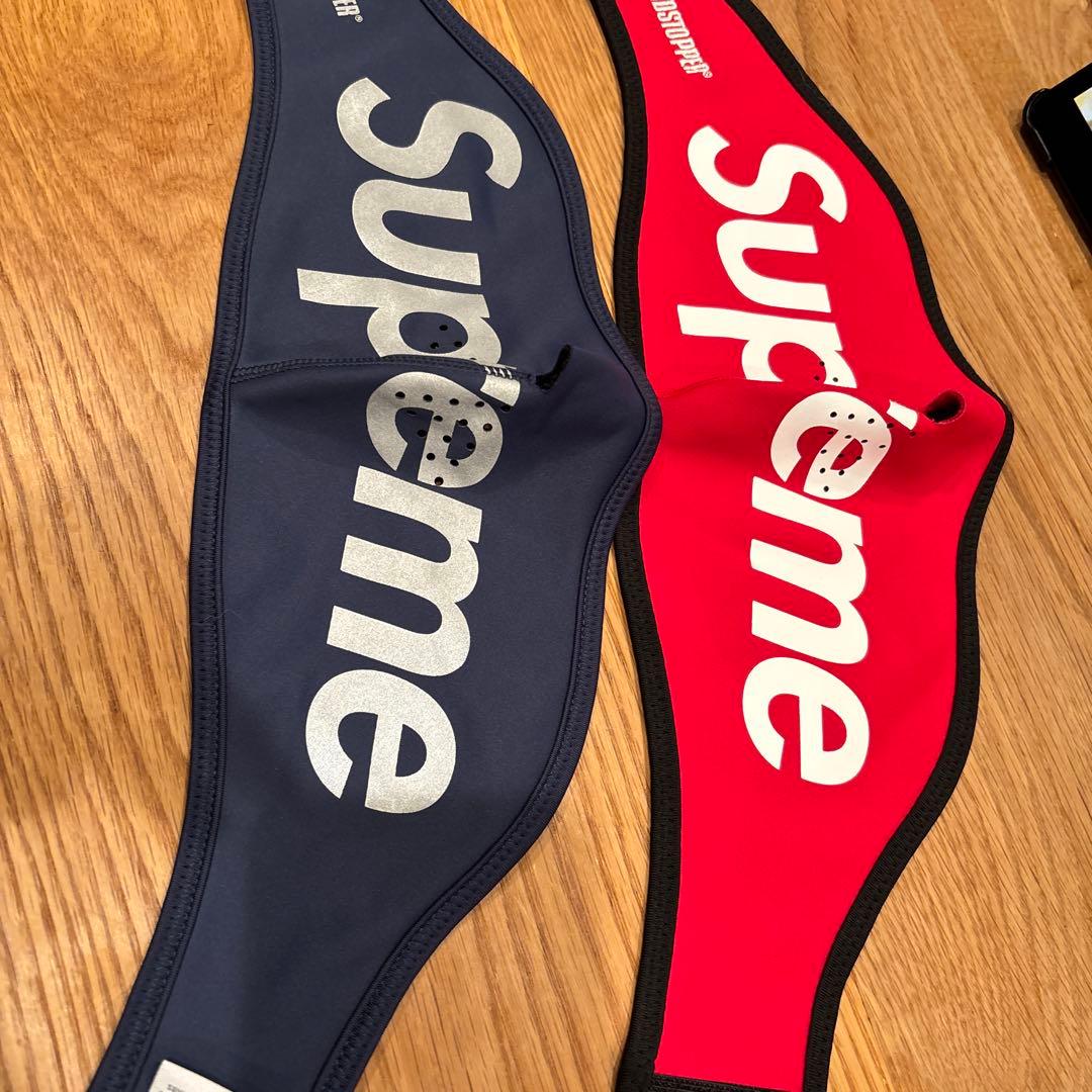 美品Supreme Logo Facemask 2個セット　赤&ネイビー