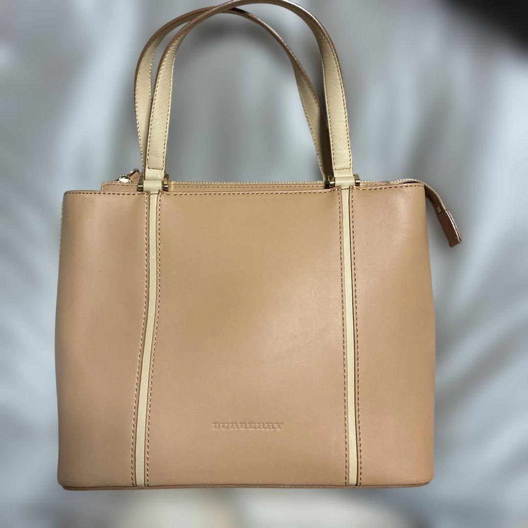 訳あり　Burberry ベージュ レザー トートバッグ　バーバリー