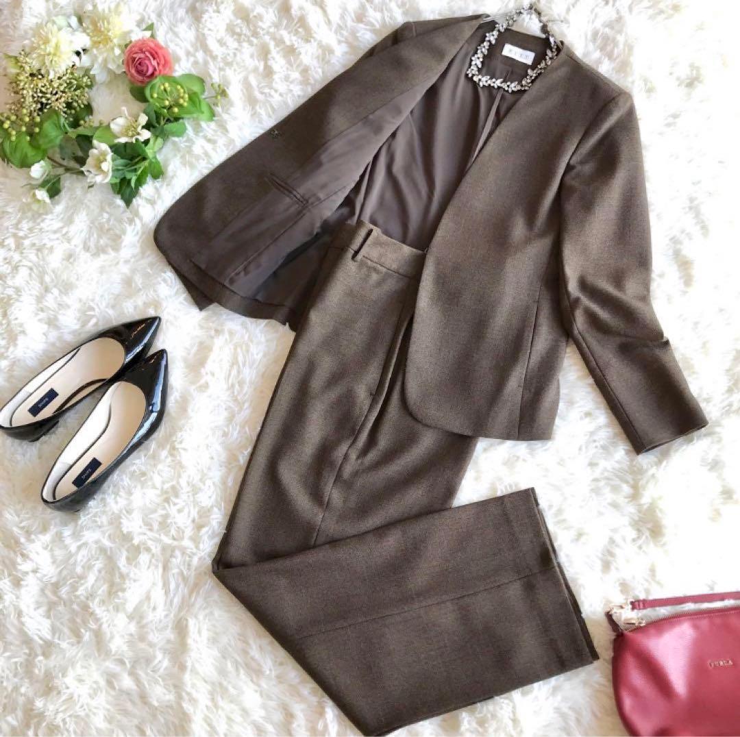 プラステ　セットアップ　パンツスーツ　シャークツイード　M/M　ダークブ