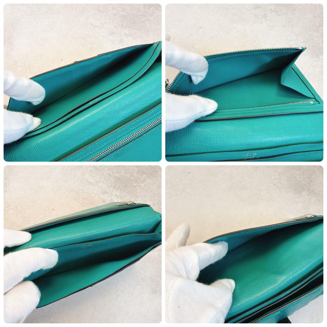 エルメス ベアン　アリゲーター グリーン　長財布　クロコ