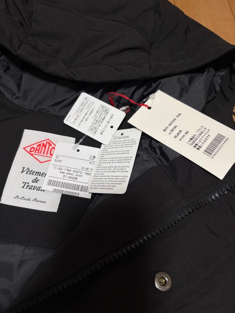 DOWN ダントン フード ダウンジャケット ブラック XS 新品タグ付