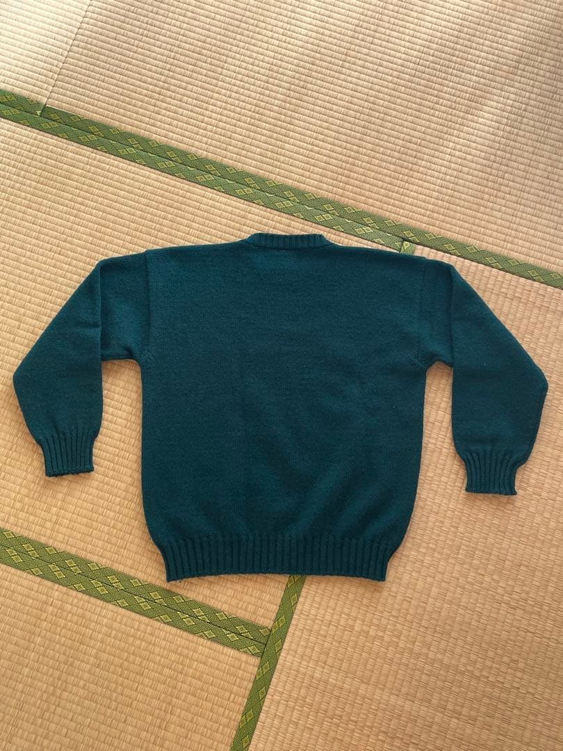Jamieson's グリーン クルーネック ニットセーター ヘビーウール M