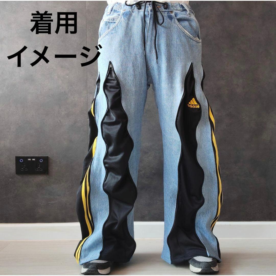 アディダス　adidas ワイド　デニムパンツ　フレア　リメイク　バギー　白