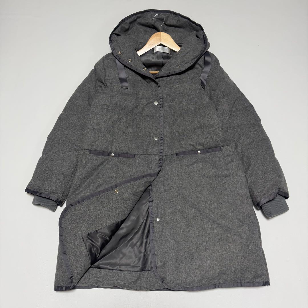 完売色✨ ドゥクラッセ グログラン使い フード付ダウンコート XL 大きいサイズ