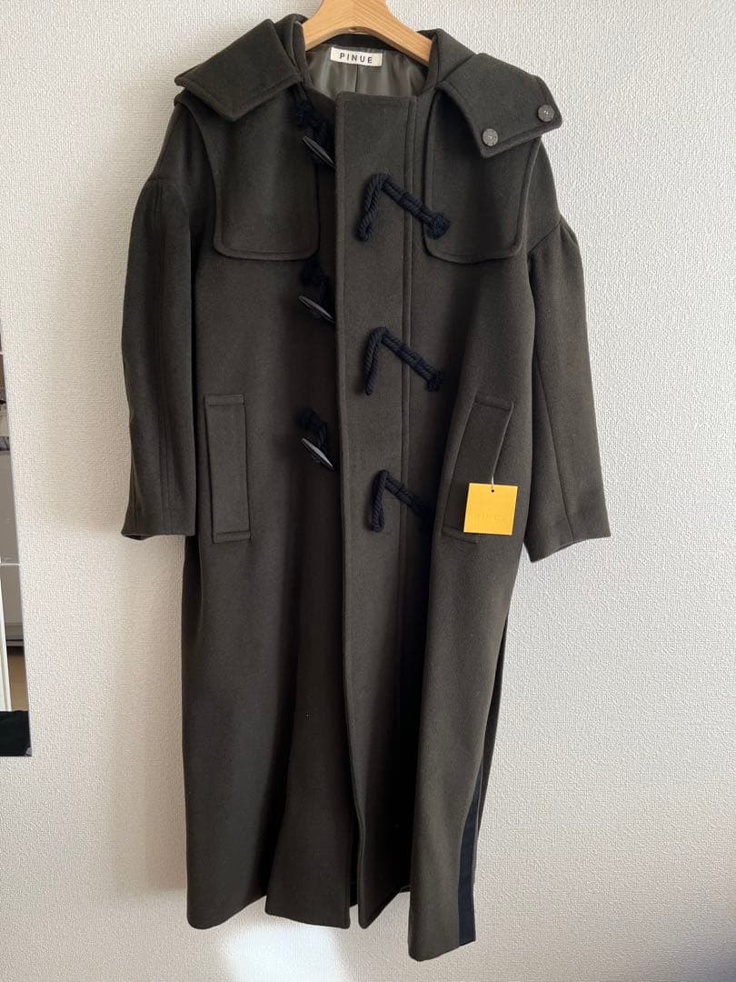 PINUE ロングダッフルコート S チャコール