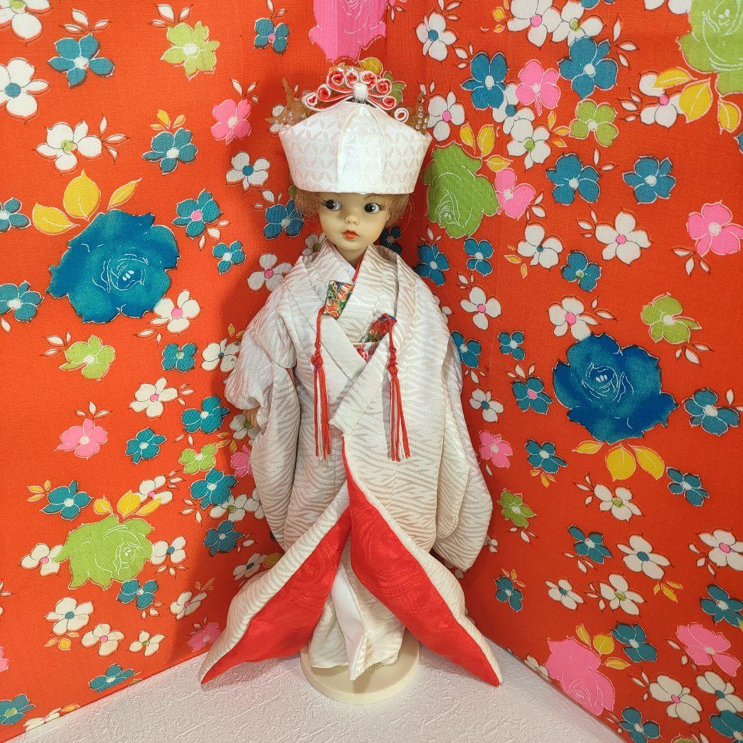 タミーちゃんサイズ　ハンドメイド　花嫁衣装セット　色打掛　オレンジ鶴