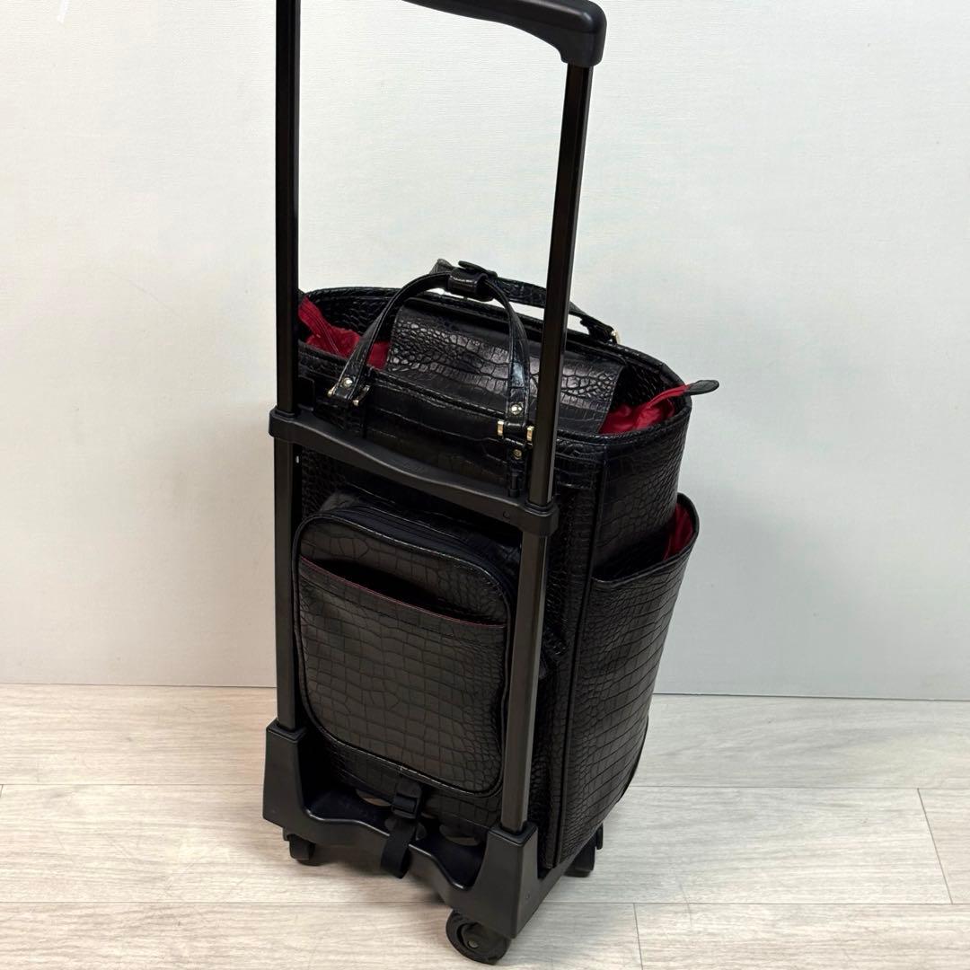スワニー トートキャリー クロコダイル風型押し 4輪　旅行カバン　旅行バッグ